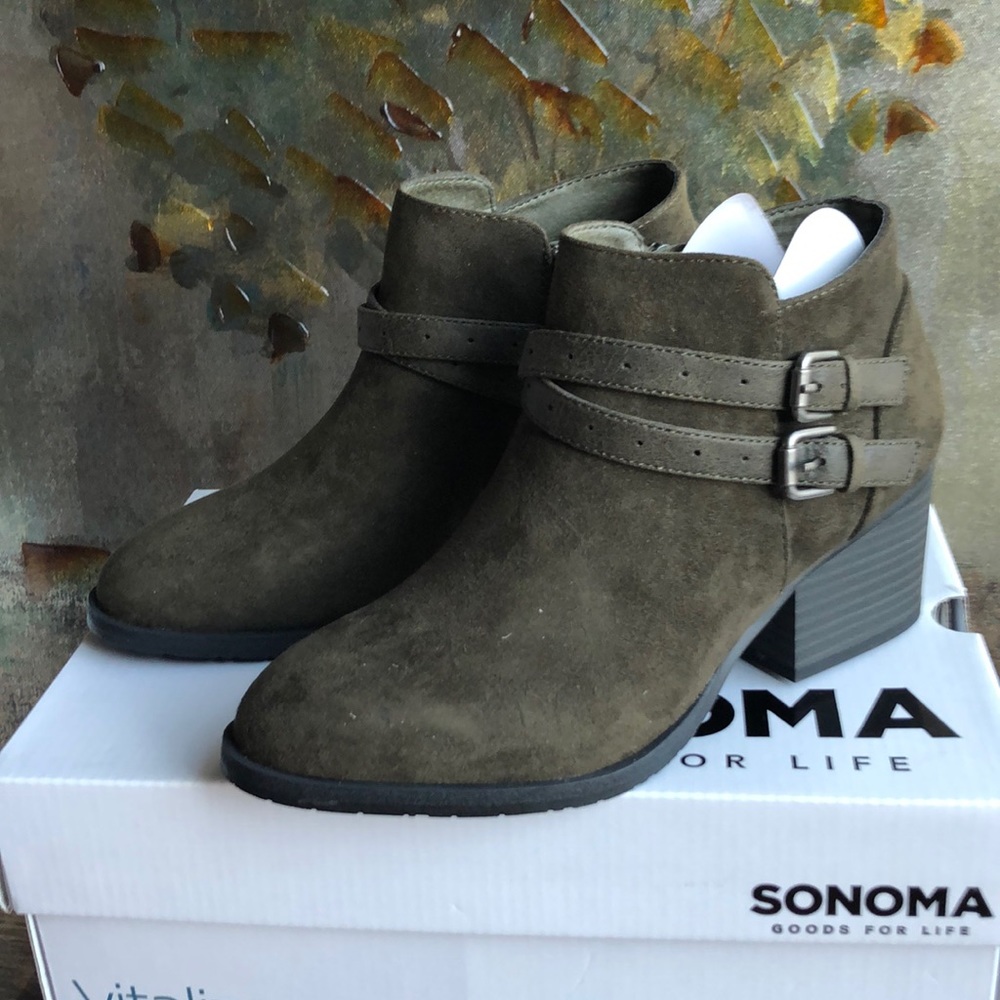 Sonoma Olive ESME Ankle Boot Ortholite Insole Sz 7